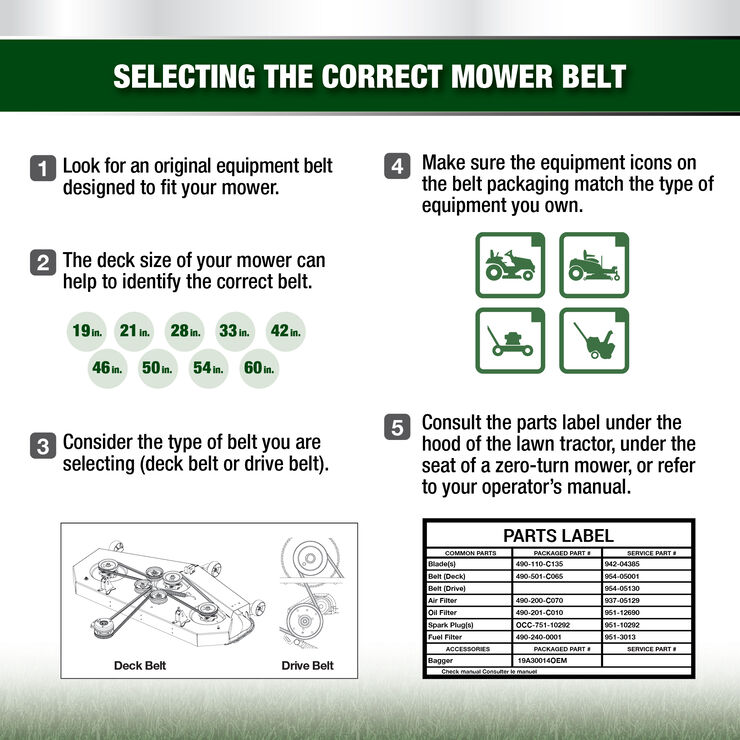 Riding Mower 50-inch Deck Belt - Original Equipment Genuine Part (OEM)
